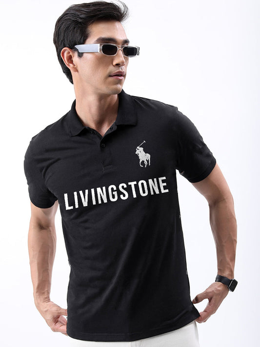 Men's High Density Livinston Black Cotton Polo