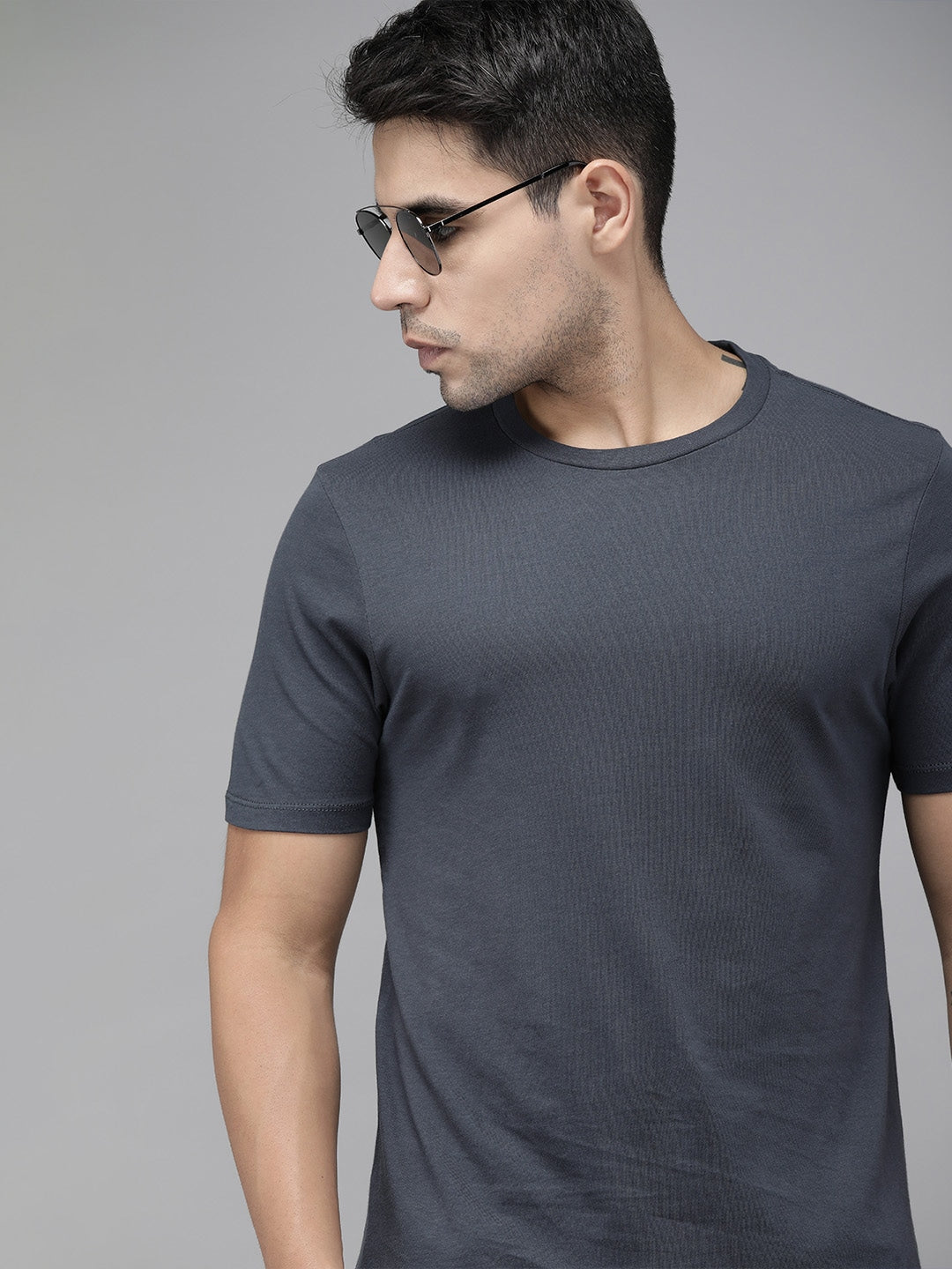 Men's Solid Charcoal Cotton Tee