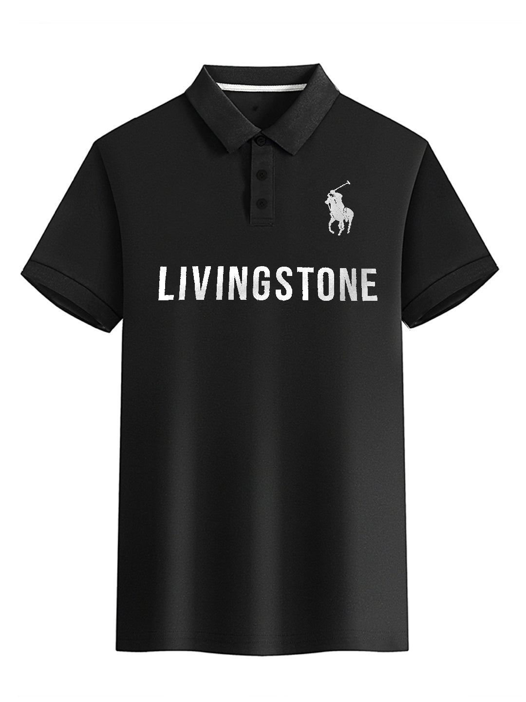 Men's High Density Livinston Black Cotton Polo