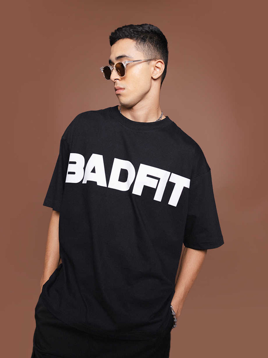 Men's Badfit Oversized Black Graphic Tee