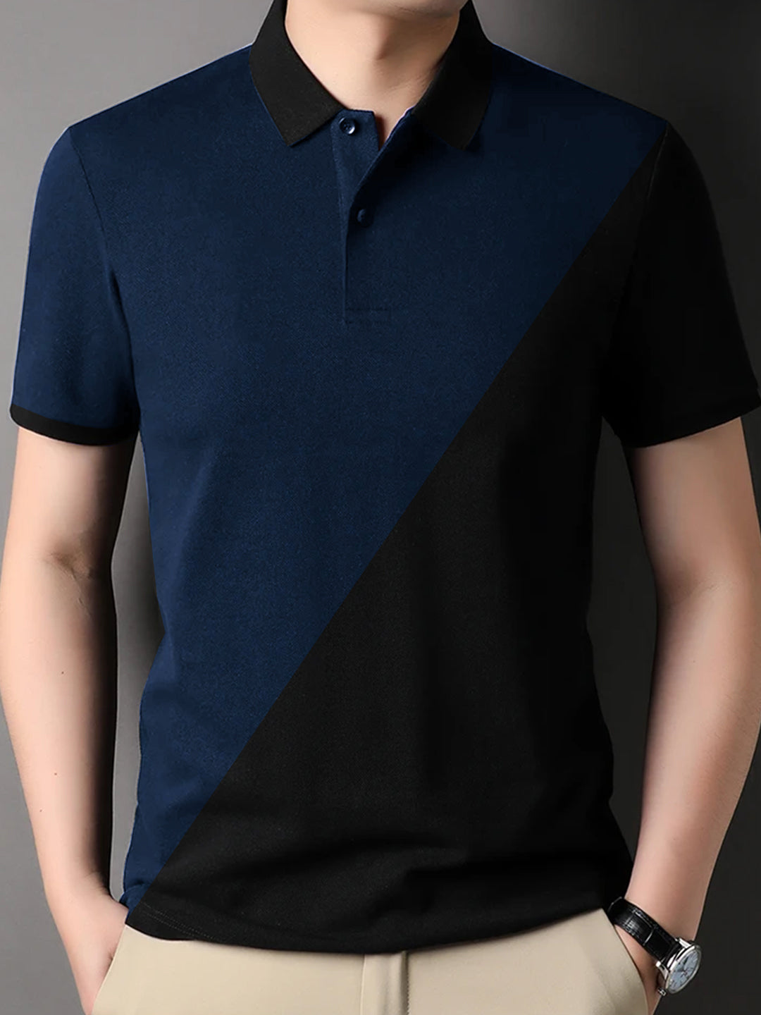 Men's Color Block Premium Cotton Polo