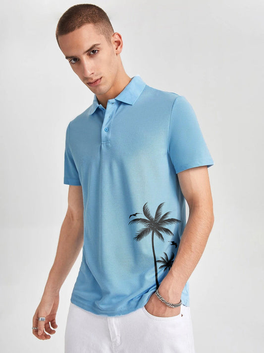 Men's Printed Sky Cotton Polo