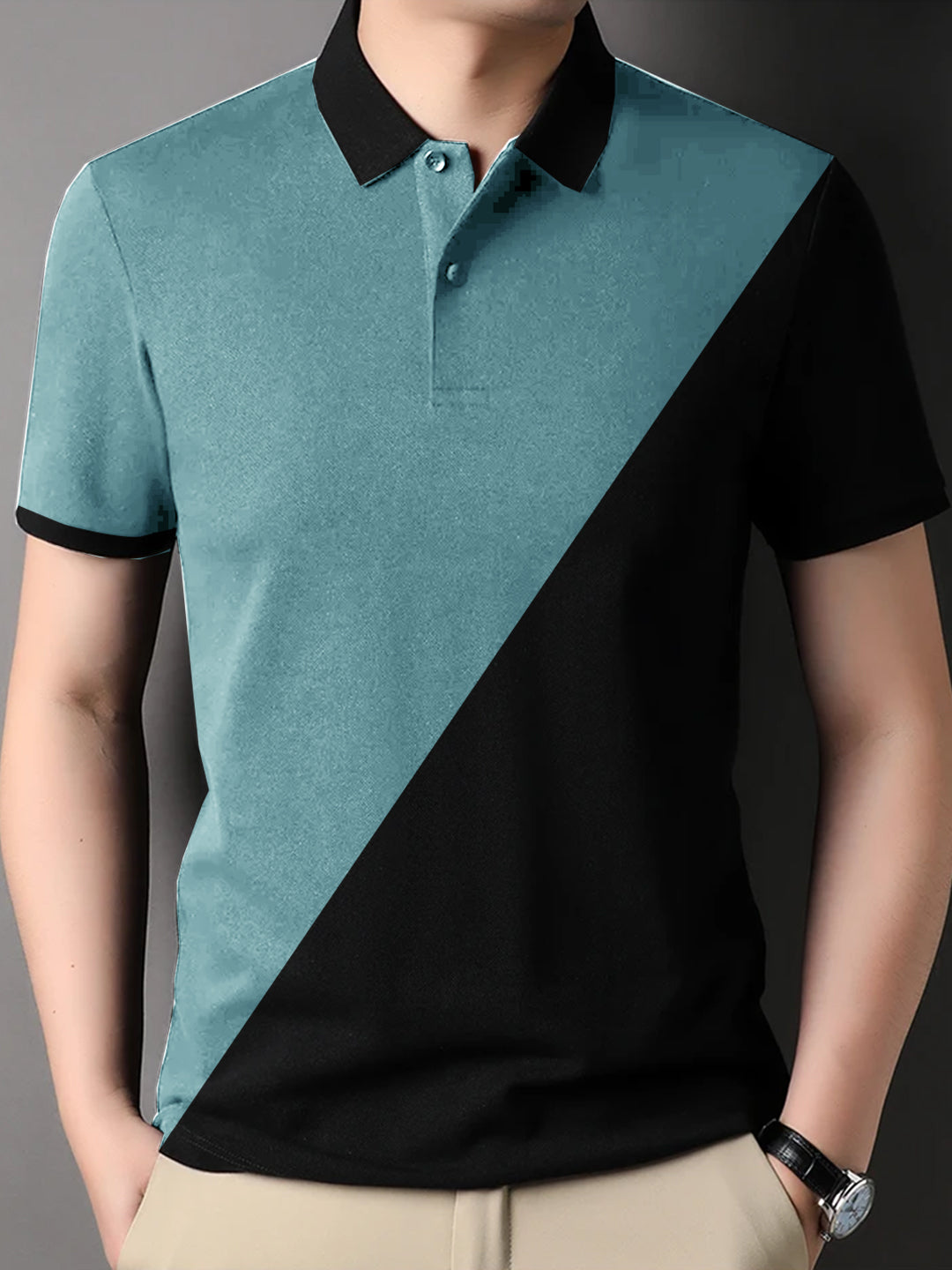 Men's Color Block Premium Cotton Polo