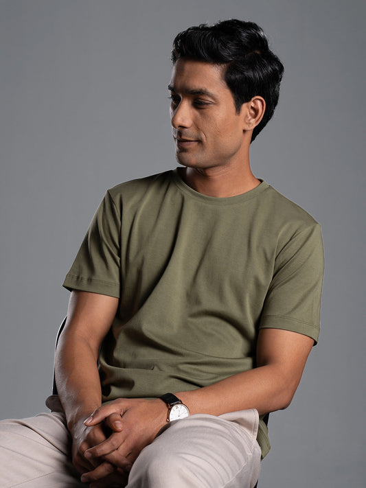 Men's Solid Olive Cotton Tee