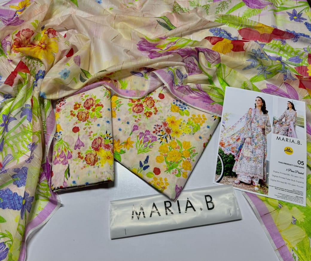 Maria B. floral exclusive lawn 3 Pcs