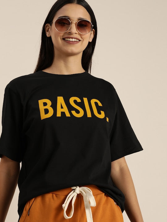 Women's Basic Print Oversized Graphic Cotton Tee