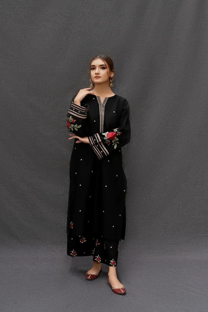 Embroidered lawn black 3 pcs