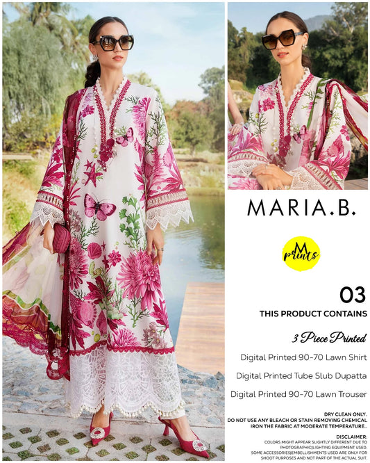 Maria B. floral exclusive lawn 3 Pcs