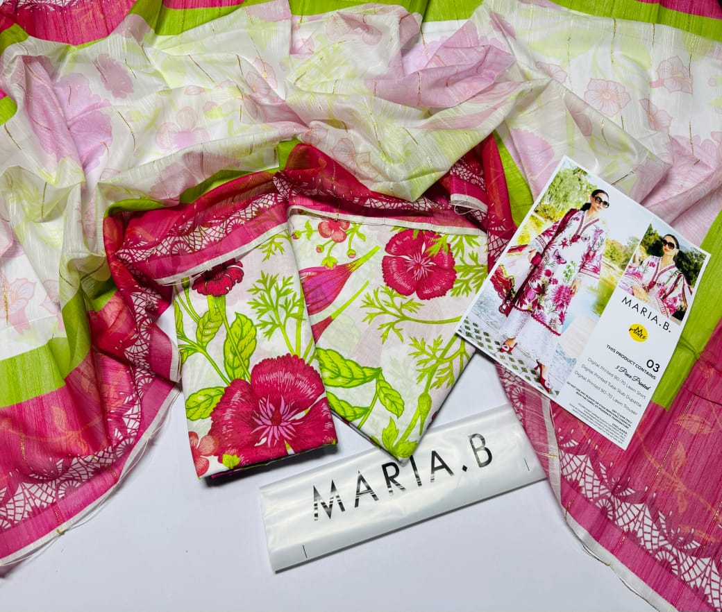 Maria B. floral exclusive lawn 3 Pcs