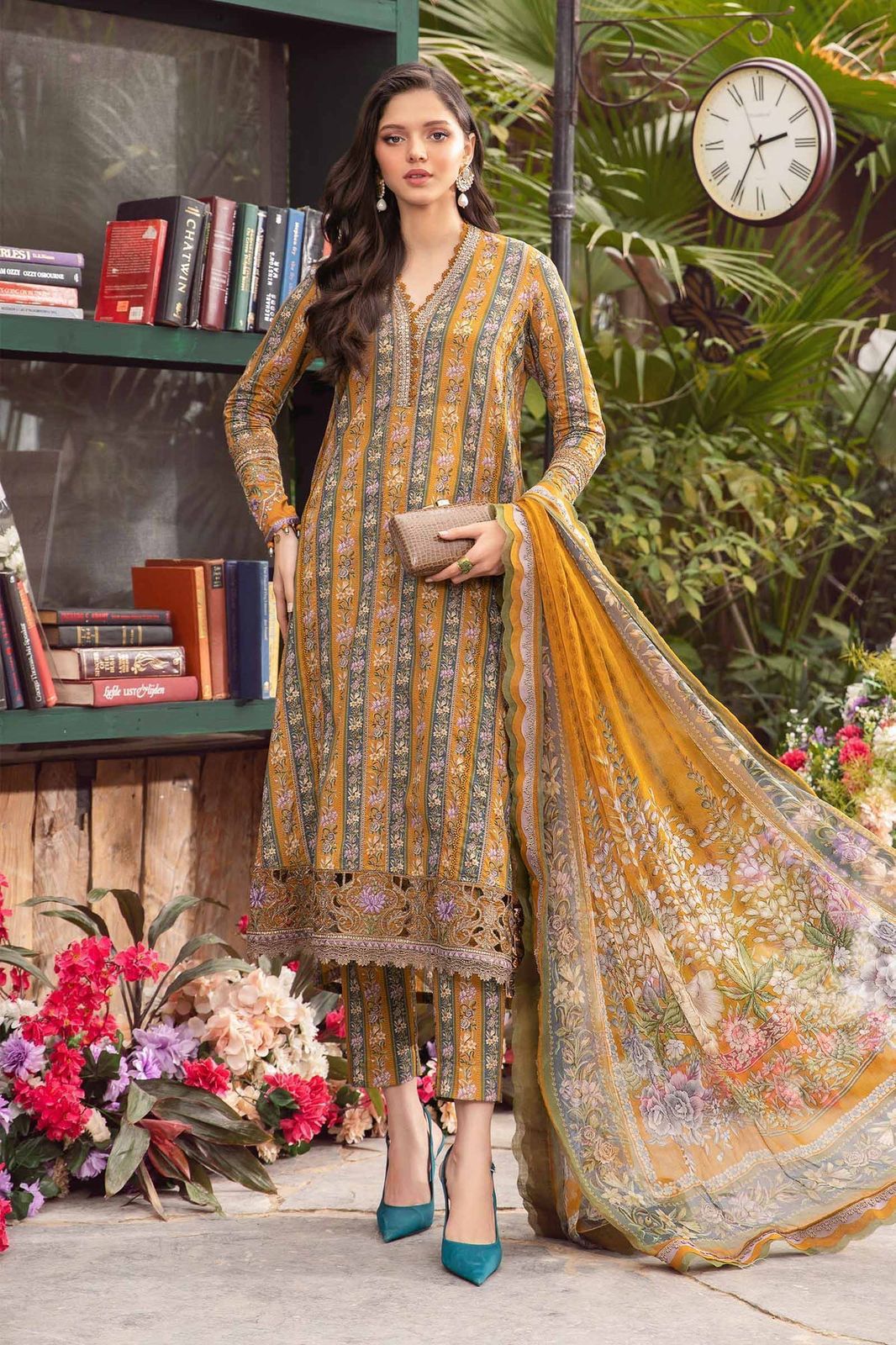 Maria. B  embroidered printed lawn (Unstitched lawn 3pc)