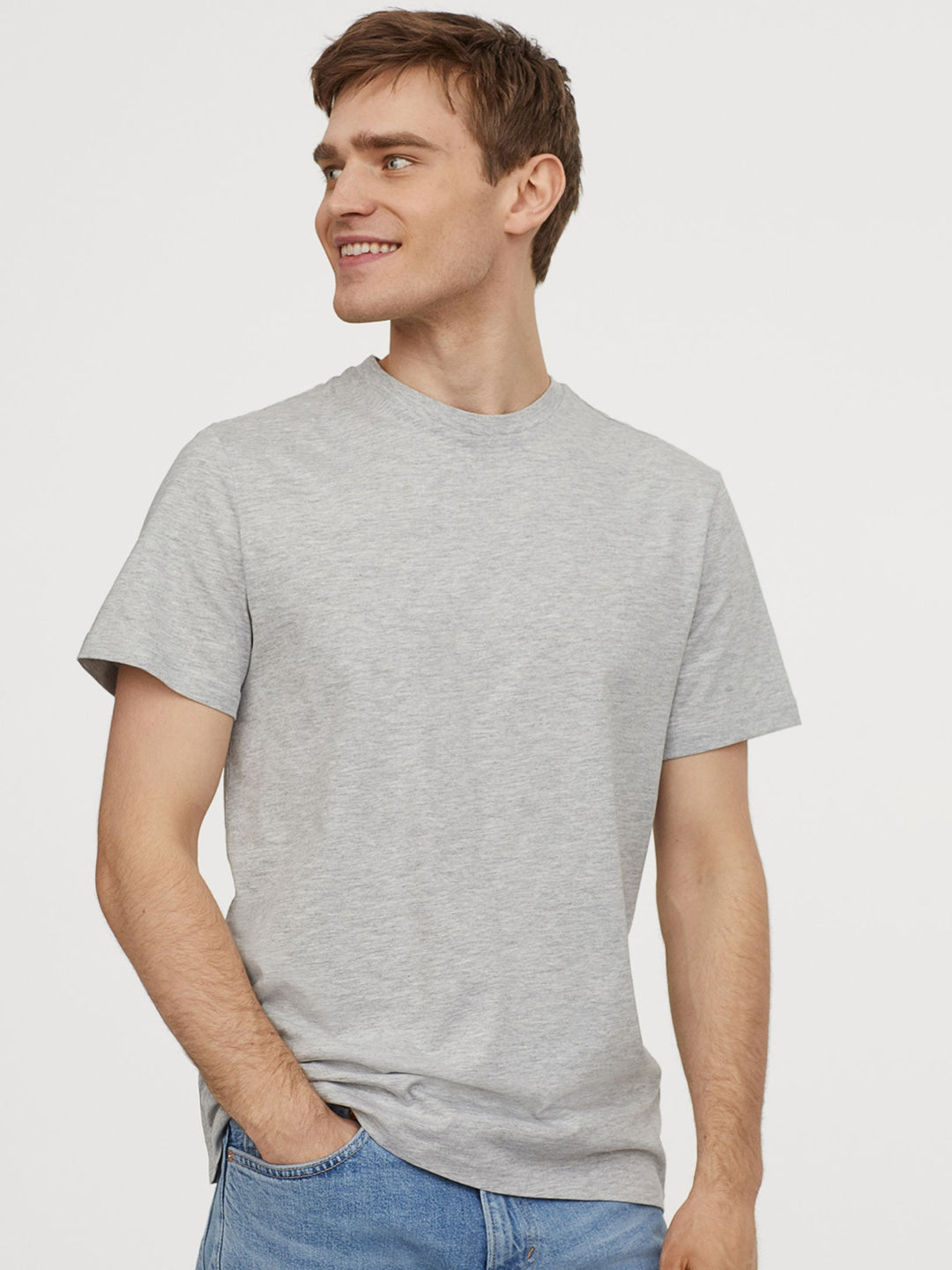 Men's Solid Grey Cotton Tee